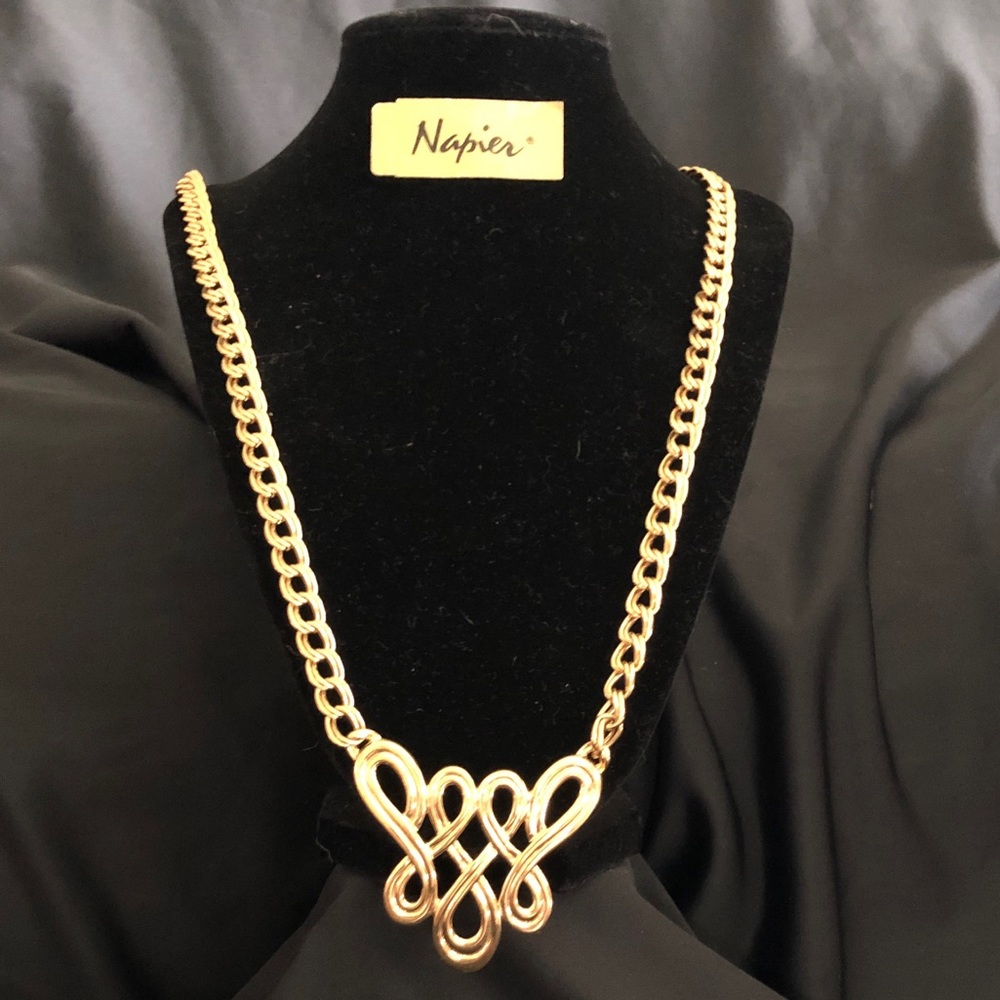 Napier gold emblem necklace